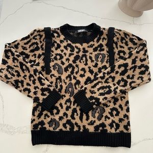 DKNY Printed Crewneck Sequin-Detail Sweater XS